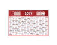 Calendrier annuel mural année 2027 - 13 mois recto / blanc verso - 43 x 65 cm - rouge