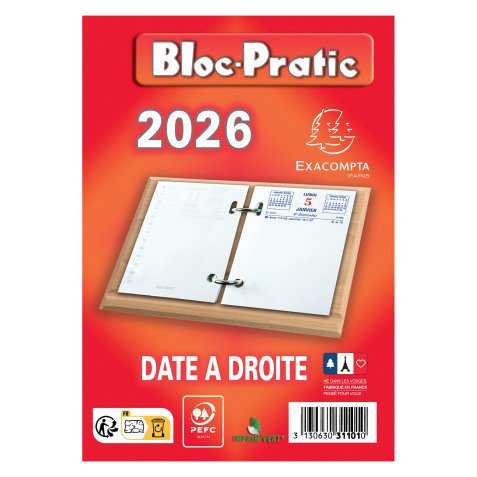 Bloc éphéméride date à droite 2026