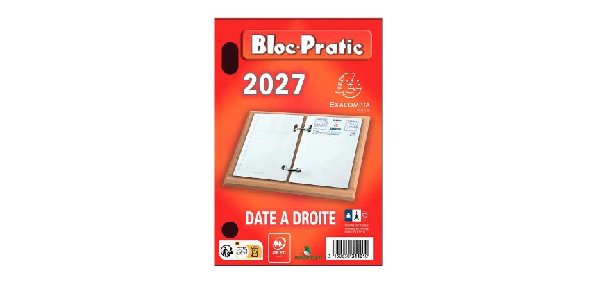 Bloc éphéméride date à droite 2027