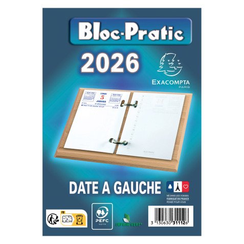 Bloc éphéméride date à gauche 2026