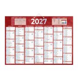 Calendrier semestriel mural 2027 - rouge - 38,5 x 54 cm - 7 mois
