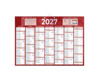 Calendrier semestriel mural 2027 - rouge - 38,5 x 54 cm - 7 mois