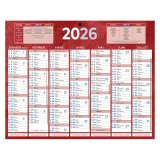 Calendrier semestriel mural année 2026 - 21 x 26,5 cm - 7 mois