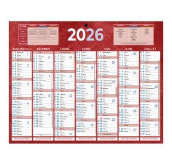 Calendrier semestriel mural année 2026 - 21 x 26,5 cm