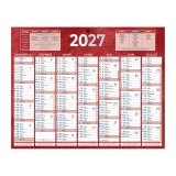 Calendrier semestriel mural année 2027 - rouge - 21 x 26,5 cm - 7 mois