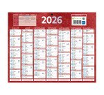Calendrier semestriel mural année 2026 - 21 x 26,5 cm - 7 mois