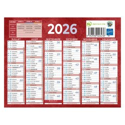 Calendrier semestriel mural année 2026 - 13,5 x 17,5 cm