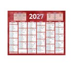 Calendrier semestriel mural année 2027 - 13,5 x 17,5 cm