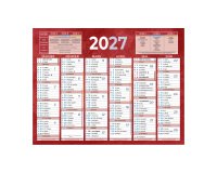 Calendrier semestriel mural année 2027 - 13,5 x 17,5 cm