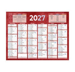Calendrier semestriel mural année 2027 - 13,5 x 17,5 cm