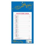 Bloc mensuel à feuillets Millésimé 2026 - bleu - L 19 x H 36 cm