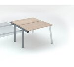 Eiland van 2 werkposten ECLA lichte eik B 120 x D 60 cm onderstel in metaal - aanbouwelement
