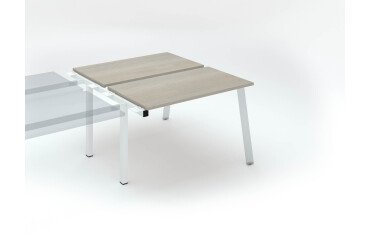 Island of 2 desks Ecla grey oak W 120 x D 60 cm undercarriage in metal - extension 