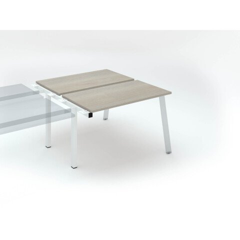 Conjunto de 2 mesas Ecla roble claro An 120 x Fon 60 cm patas metal blancas- elemento siguiente