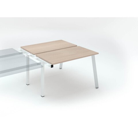 Conjunto de 2 mesas Ecla roble claro An 120 x Fon 60 cm patas metal blancas- elemento siguiente