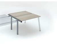 Island of 2 desks Ecla grey oak W 120 x D 60 cm undercarriage in metal aluminium - extension 