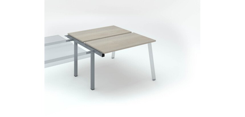Bench 2 scrivanie rovere grigio 60x120cm postazione aggiuntiva gambe alluminio