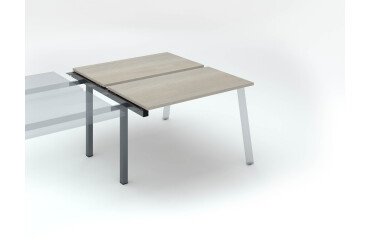 Insel von 2 Arbeitstischen Ecla graue Eiche B 120 x T 60 cm Gestell in Metall - Anbauelement 