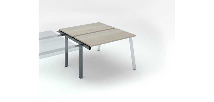 Insel von 2 Arbeitstischen Ecla graue Eiche B 120 x T 60 cm Gestell in Metall - Anbauelement 