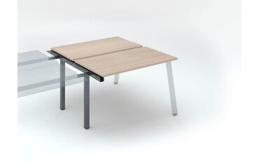 Insel von 2 Arbeitstischen Ecla helle Eiche B 120 x T 60 cm Gestell in Metall - Anbauelement 