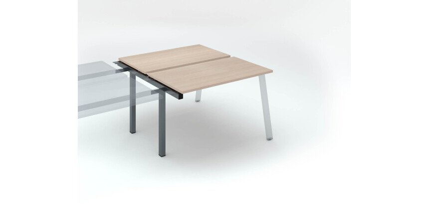 Insel von 2 Arbeitstischen Ecla helle Eiche B 120 x T 60 cm Gestell in Metall - Anbauelement 