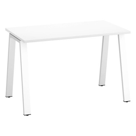 Bureau droit individuel blanc 120 x 60 cm, piétement métal - Arch