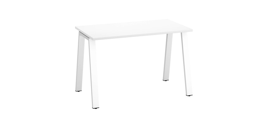Bureau droit individuel blanc 120 x 60 cm, piétement métal - Arch