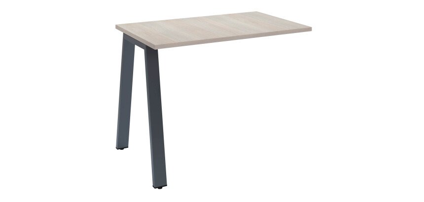 Retour bureau manager chêne gris 100 x 80 cm, piétement métal - Arch