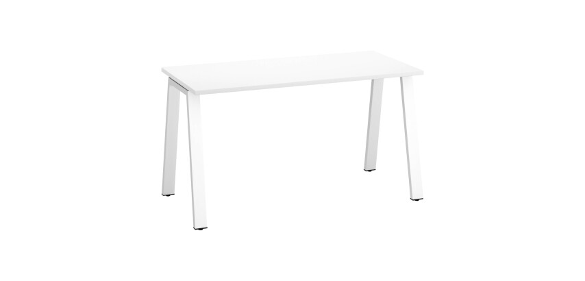 Bureau droit individuel blanc 140 x 60 cm, piétement métal - Arch