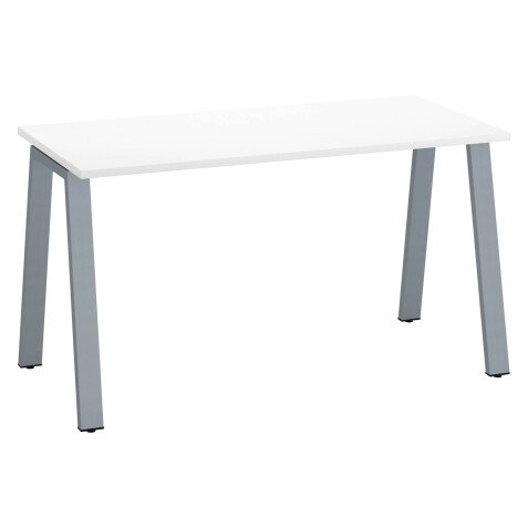 Bureau droit individuel blanc 140 x 60 cm, piétement métal - Arch