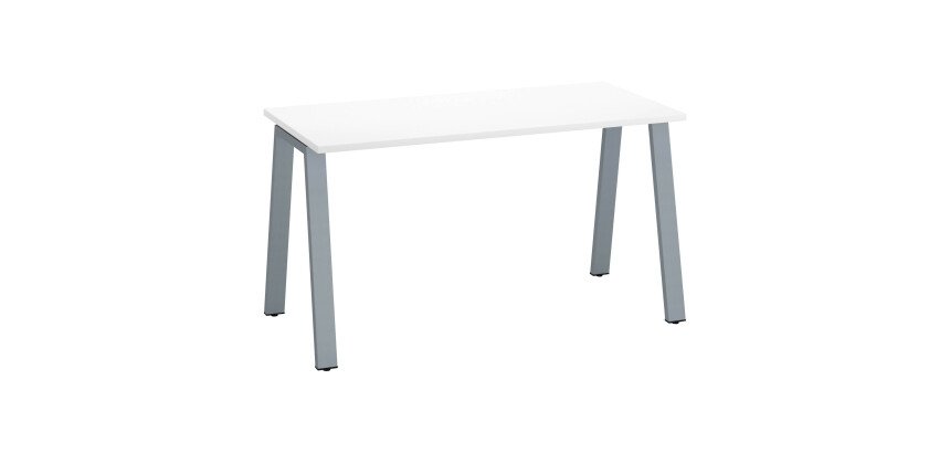 Bureau droit individuel blanc 140 x 60 cm, piétement métal - Arch