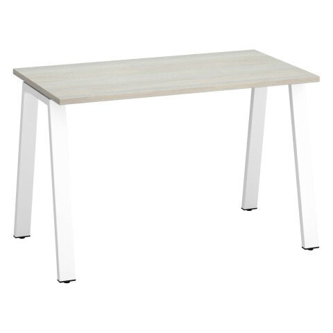 Mesa recta Ecla roble gris An 120 x Fon 60 cm patas metal blancas