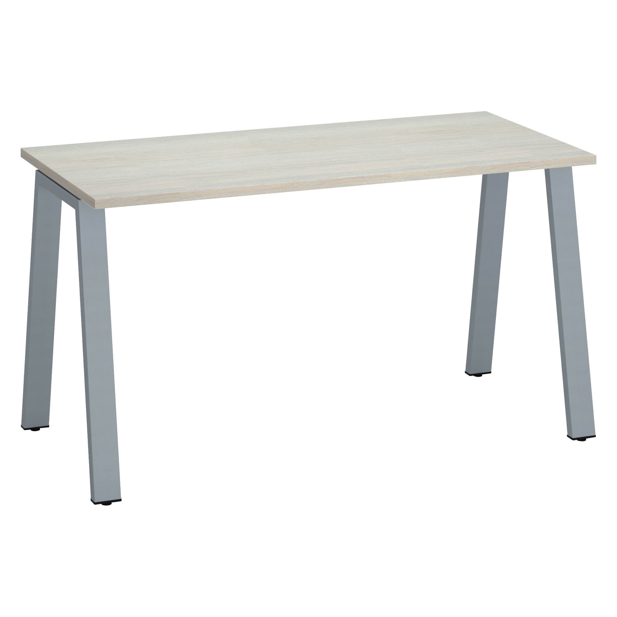 Bureau droit individuel chêne gris 140 x 60 cm, piétement métal - Arch