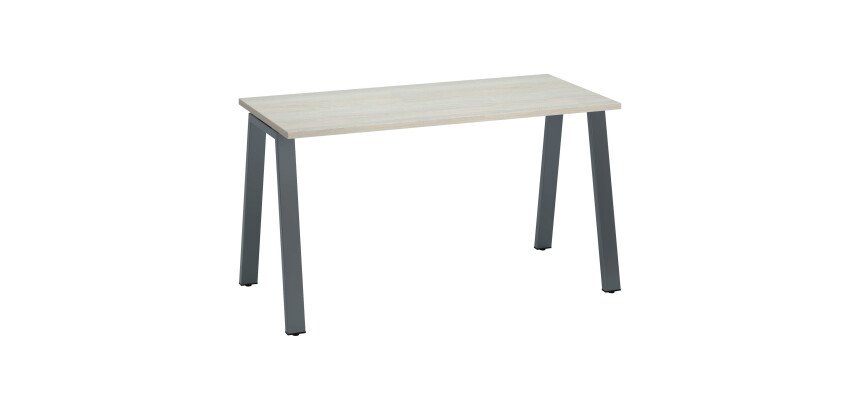 Bureau droit individuel chêne gris 140 x 60 cm, piétement métal - Arch