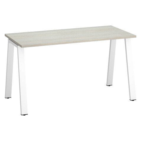 Bureau droit individuel chêne gris 140 x 60 cm, piétement métal - Arch