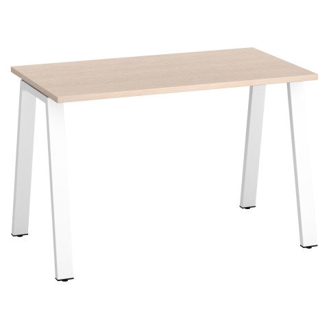 Mesa recta Ecla roble claro An 120 x Fon 60 cm patas metal blancas