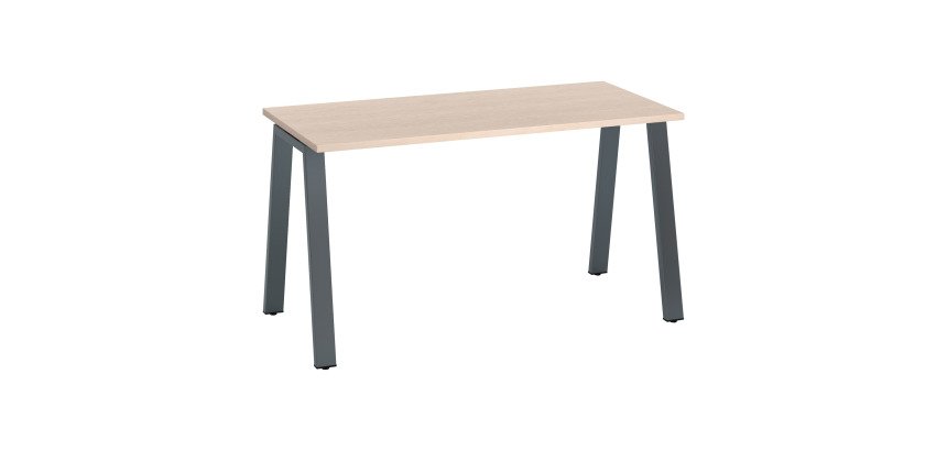 Bureau droit individuel chêne clair 140 x 60 cm, piétement métal - Arch