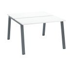 Island of 2 desks ECLA white W 120 x D 60 cm with metallic undercarriage 