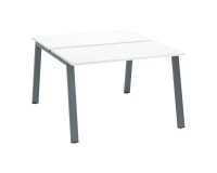 Island of 2 desks ECLA white W 120 x D 60 cm with metallic undercarriage 