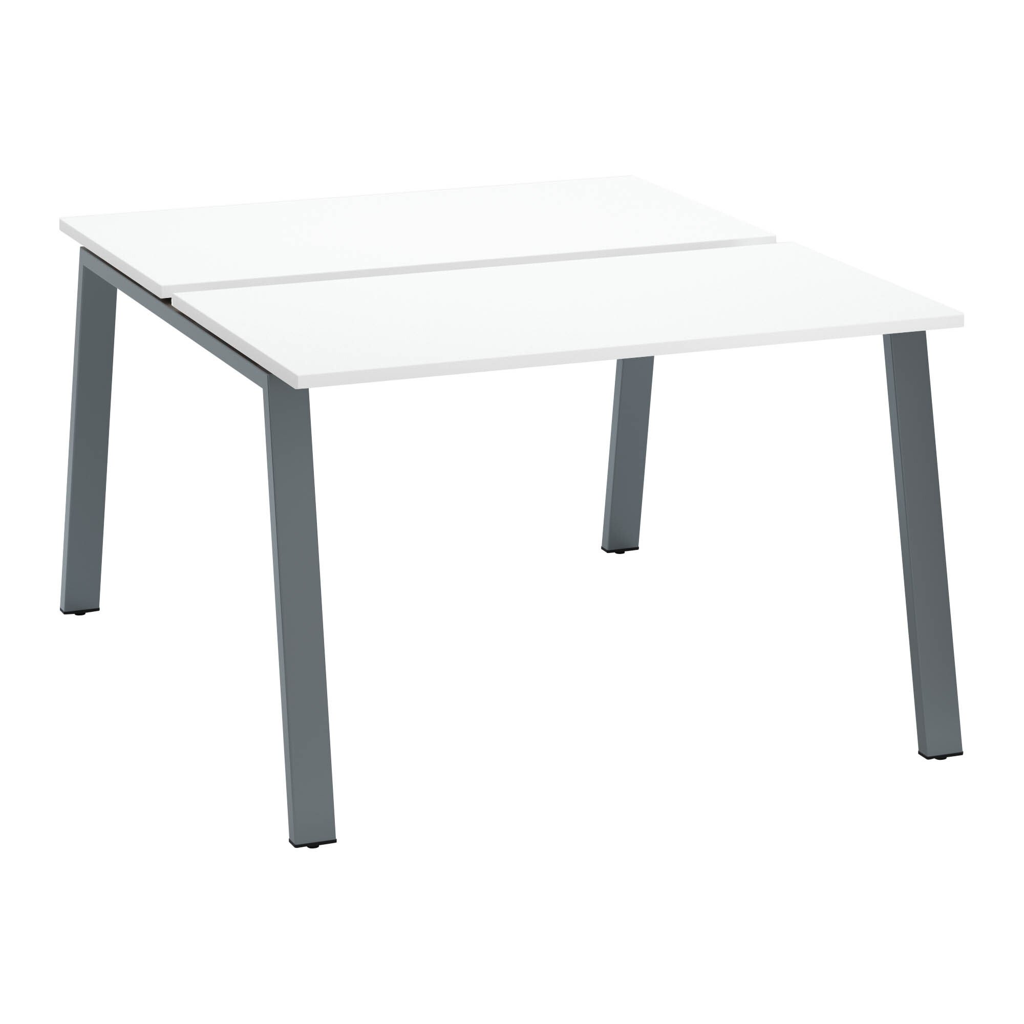 Pôle de 2 bureaux droits blanc L 120 x P 60 cm, piétement métal - Arch