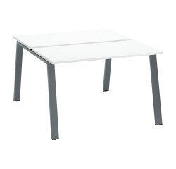 Island of 2 desks ECLA white W 120 x D 60 cm with metallic undercarriage 