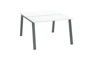 Island of 2 desks ECLA white W 120 x D 60 cm with metallic undercarriage 