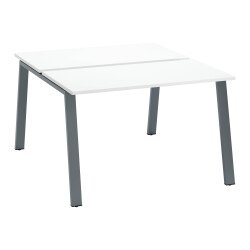 Pôle de 2 bureaux droits blanc L 120 x P 60 cm, piétement métal - Arch