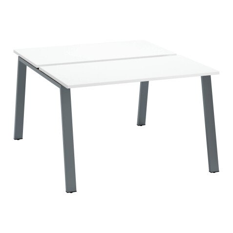 Pôle de 2 bureaux droits blanc L 120 x P 60 cm, piétement métal - Arch