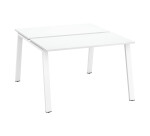 Pôle de 2 bureaux droits blanc L 120 x P 126 cm, piétement métal - Arch
