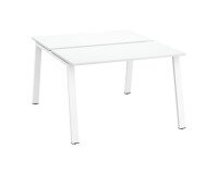 Pôle de 2 bureaux droits blanc L 120 x P 60 cm, piétement métal - Arch