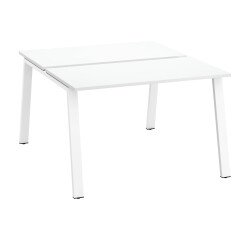 Pôle de 2 bureaux droits blanc L 120 x P 126 cm, piétement métal - Arch
