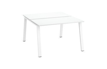 Island of 2 desks ECLA white W 120 x D 60 cm with metallic undercarriage 