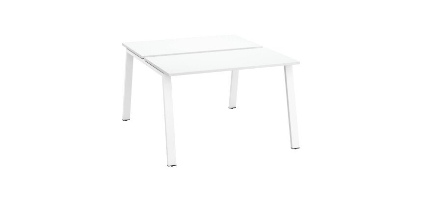Pôle de 2 bureaux droits blanc L 120 x P 126 cm, piétement métal - Arch