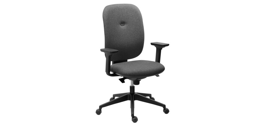 Chaise de bureau Alaia - dossier tissu + paire d'accoudoirs 3D